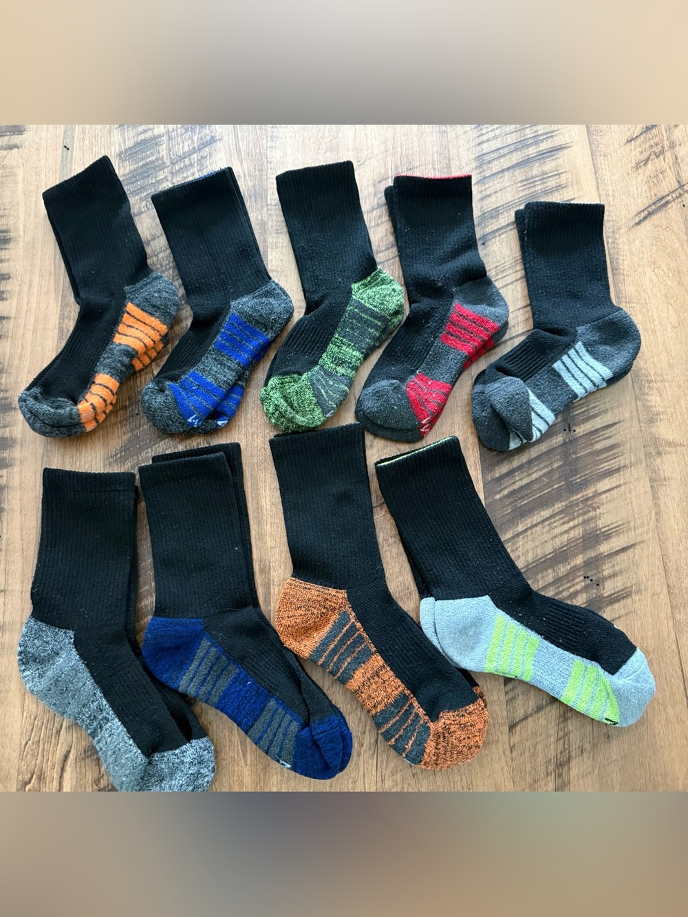 Men's Black Crew Athletic Socks with Colored Accents - Pack